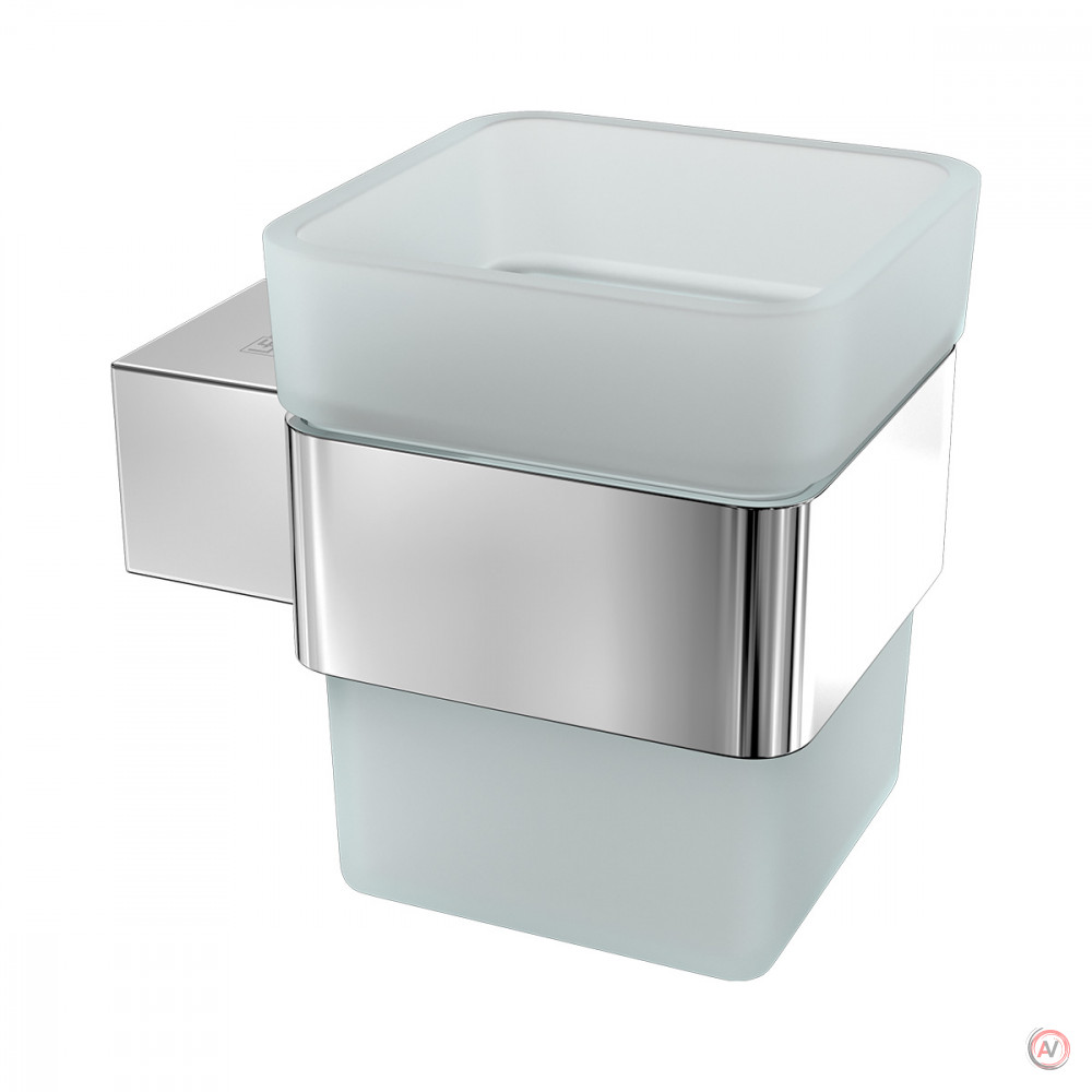 Стакан для зубных щёток Lemark SMOOTH LINE с держателем, хром